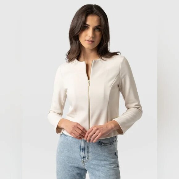 Saint + Sofia Jackets & Blazers - Saint + Sofia Women's Florence Jacket Cream Organic Cotton Blend Full Zip 10 NWT